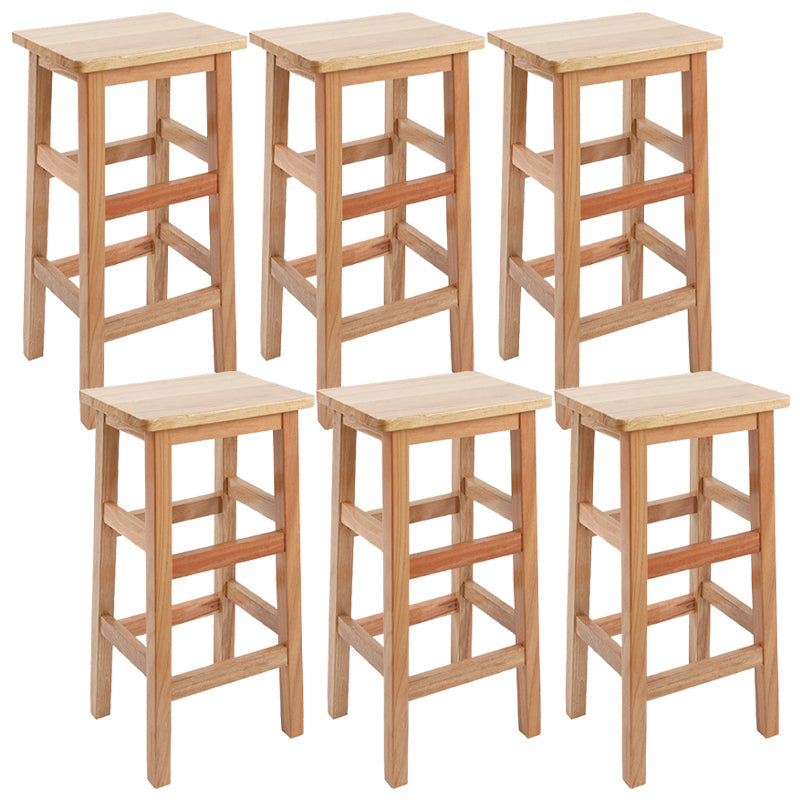 Solid Wood Bar Stool Counter Armless Backless Stool for Living Room Wood 6 Piece Set Bar Stool(28"H) Clearhalo 'Bar Furniture' 'Bar Stools' 'bar_stools' 'furn' 'furn_bar_stools' 'Furniture' 'Kitchen & Dining Furniture' 6663362