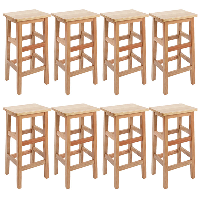 Solid Wood Bar Stool Counter Armless Backless Stool for Living Room Wood 8 Piece Set Bar Stool(28"H) Clearhalo 'Bar Furniture' 'Bar Stools' 'bar_stools' 'furn' 'furn_bar_stools' 'Furniture' 'Kitchen & Dining Furniture' 6663363