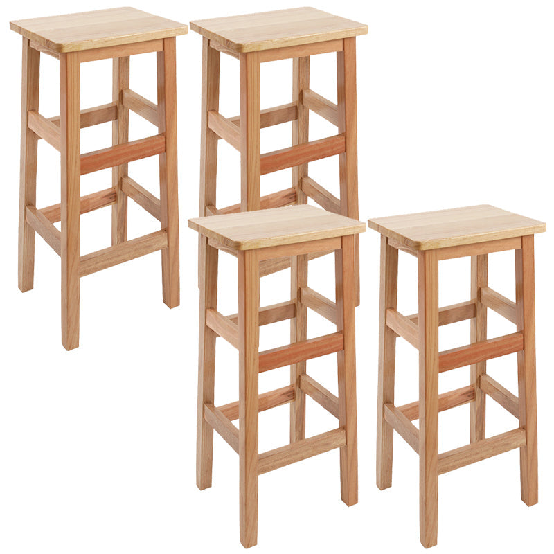 Solid Wood Bar Stool Counter Armless Backless Stool for Living Room Wood 4 Piece Set Bar Stool(31"H) Clearhalo 'Bar Furniture' 'Bar Stools' 'bar_stools' 'furn' 'furn_bar_stools' 'Furniture' 'Kitchen & Dining Furniture' 6663366
