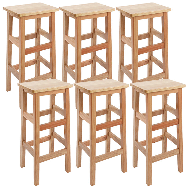 Solid Wood Bar Stool Counter Armless Backless Stool for Living Room Wood 6 Piece Set Bar Stool(31"H) Clearhalo 'Bar Furniture' 'Bar Stools' 'bar_stools' 'furn' 'furn_bar_stools' 'Furniture' 'Kitchen & Dining Furniture' 6663367