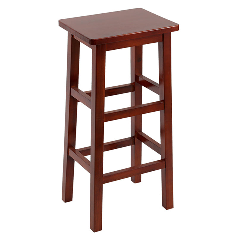 Solid Wood Bar Stool Counter Armless Backless Stool for Living Room Red Brown 1 Piece Counter Stool (23.5"H) Clearhalo 'Bar Furniture' 'Bar Stools' 'bar_stools' 'furn' 'furn_bar_stools' 'Furniture' 'Kitchen & Dining Furniture' 6663369