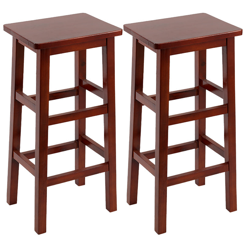 Solid Wood Bar Stool Counter Armless Backless Stool for Living Room Red Brown 2 Piece Set Counter Stool (23.5"H) Clearhalo 'Bar Furniture' 'Bar Stools' 'bar_stools' 'furn' 'furn_bar_stools' 'Furniture' 'Kitchen & Dining Furniture' 6663370
