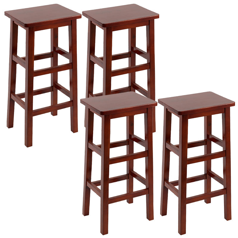 Solid Wood Bar Stool Counter Armless Backless Stool for Living Room Red Brown 4 Piece Set Counter Stool (23.5"H) Clearhalo 'Bar Furniture' 'Bar Stools' 'bar_stools' 'furn' 'furn_bar_stools' 'Furniture' 'Kitchen & Dining Furniture' 6663371