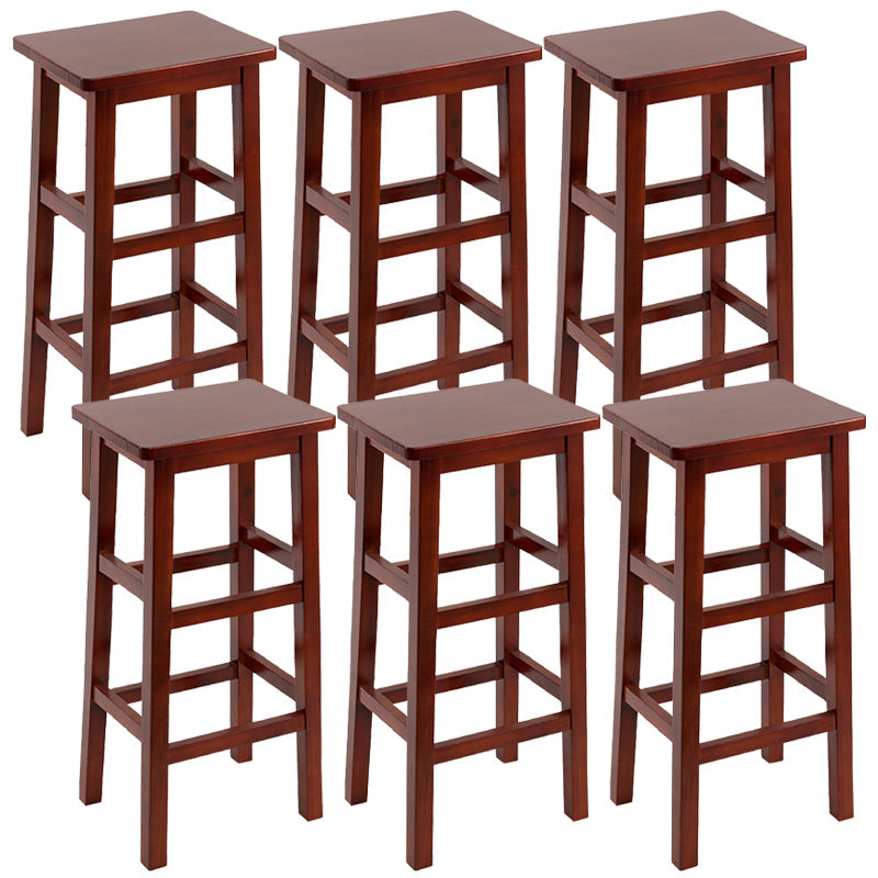 Solid Wood Bar Stool Counter Armless Backless Stool for Living Room Red Brown 6 Piece Set Counter Stool (23.5"H) Clearhalo 'Bar Furniture' 'Bar Stools' 'bar_stools' 'furn' 'furn_bar_stools' 'Furniture' 'Kitchen & Dining Furniture' 6663372