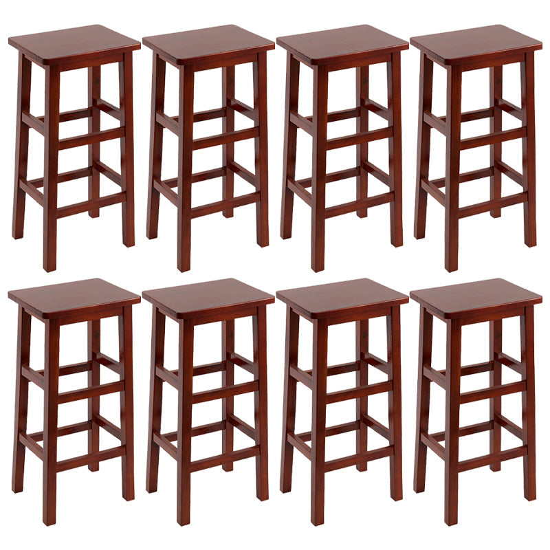 Solid Wood Bar Stool Counter Armless Backless Stool for Living Room Red Brown 8 Piece Set Counter Stool (23.5"H) Clearhalo 'Bar Furniture' 'Bar Stools' 'bar_stools' 'furn' 'furn_bar_stools' 'Furniture' 'Kitchen & Dining Furniture' 6663373