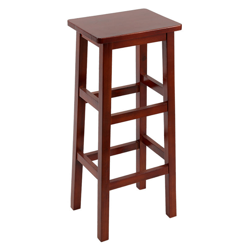 Solid Wood Bar Stool Counter Armless Backless Stool for Living Room Red Brown 1 Piece Bar Stool(28"H) Clearhalo 'Bar Furniture' 'Bar Stools' 'bar_stools' 'furn' 'furn_bar_stools' 'Furniture' 'Kitchen & Dining Furniture' 6663374