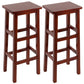 Solid Wood Bar Stool Counter Armless Backless Stool for Living Room Red Brown 2 Piece Set Bar Stool(28"H) Clearhalo 'Bar Furniture' 'Bar Stools' 'bar_stools' 'furn' 'furn_bar_stools' 'Furniture' 'Kitchen & Dining Furniture' 6663375
