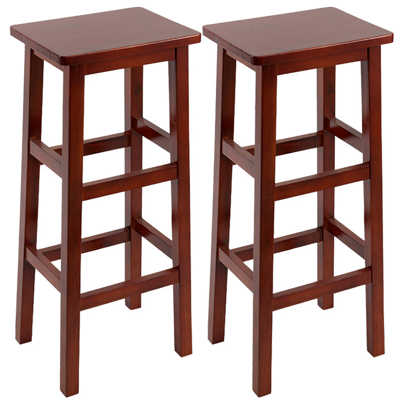 Solid Wood Bar Stool Counter Armless Backless Stool for Living Room Red Brown 2 Piece Set Bar Stool(28"H) Clearhalo 'Bar Furniture' 'Bar Stools' 'bar_stools' 'furn' 'furn_bar_stools' 'Furniture' 'Kitchen & Dining Furniture' 6663375