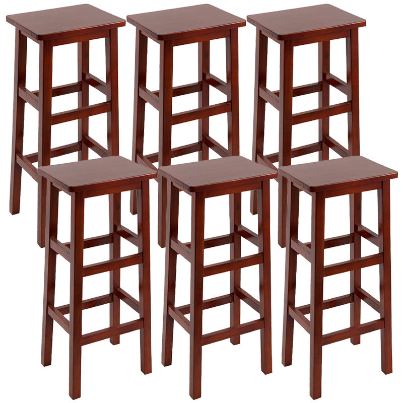 Solid Wood Bar Stool Counter Armless Backless Stool for Living Room Red Brown 6 Piece Set Bar Stool(28"H) Clearhalo 'Bar Furniture' 'Bar Stools' 'bar_stools' 'furn' 'furn_bar_stools' 'Furniture' 'Kitchen & Dining Furniture' 6663377