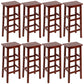 Solid Wood Bar Stool Counter Armless Backless Stool for Living Room Red Brown 8 Piece Set Bar Stool(28"H) Clearhalo 'Bar Furniture' 'Bar Stools' 'bar_stools' 'furn' 'furn_bar_stools' 'Furniture' 'Kitchen & Dining Furniture' 6663378