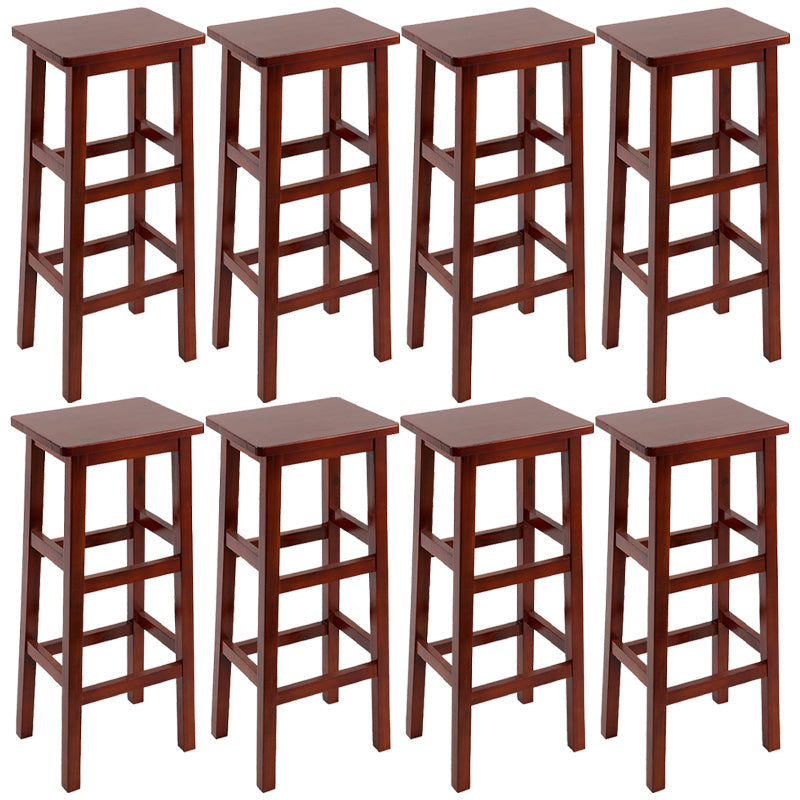 Solid Wood Bar Stool Counter Armless Backless Stool for Living Room Red Brown 8 Piece Set Bar Stool(28"H) Clearhalo 'Bar Furniture' 'Bar Stools' 'bar_stools' 'furn' 'furn_bar_stools' 'Furniture' 'Kitchen & Dining Furniture' 6663378