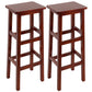 Solid Wood Bar Stool Counter Armless Backless Stool for Living Room Red Brown 2 Piece Set Bar Stool(31"H) Clearhalo 'Bar Furniture' 'Bar Stools' 'bar_stools' 'furn' 'furn_bar_stools' 'Furniture' 'Kitchen & Dining Furniture' 6663380