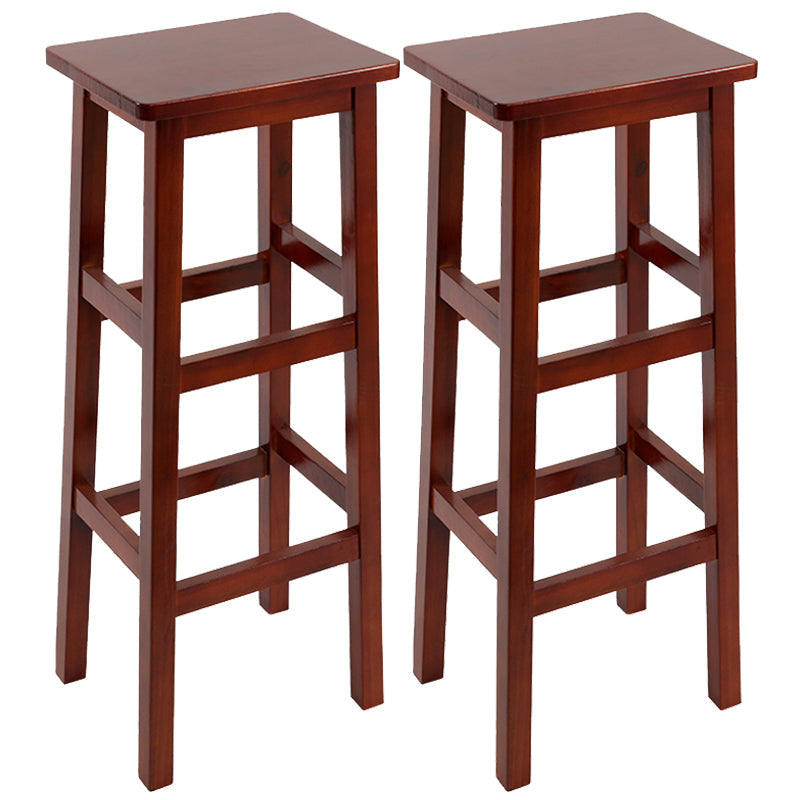 Solid Wood Bar Stool Counter Armless Backless Stool for Living Room Red Brown 2 Piece Set Bar Stool(31"H) Clearhalo 'Bar Furniture' 'Bar Stools' 'bar_stools' 'furn' 'furn_bar_stools' 'Furniture' 'Kitchen & Dining Furniture' 6663380