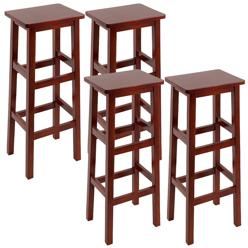 Solid Wood Bar Stool Counter Armless Backless Stool for Living Room Red Brown 4 Piece Set Bar Stool(31"H) Clearhalo 'Bar Furniture' 'Bar Stools' 'bar_stools' 'furn' 'furn_bar_stools' 'Furniture' 'Kitchen & Dining Furniture' 6663381