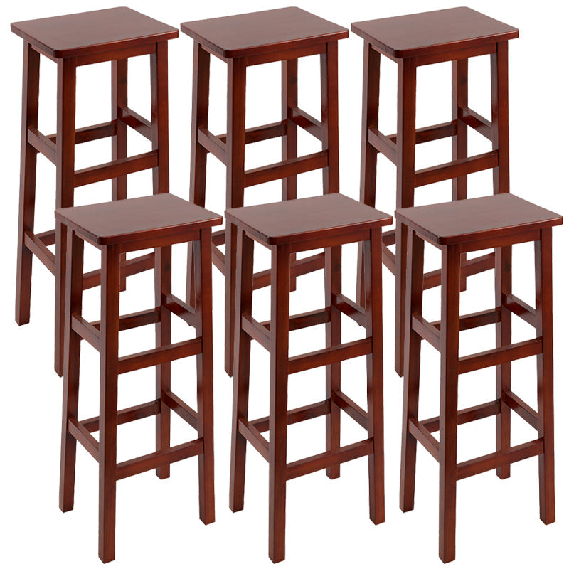Solid Wood Bar Stool Counter Armless Backless Stool for Living Room Red Brown 6 Piece Set Bar Stool(31"H) Clearhalo 'Bar Furniture' 'Bar Stools' 'bar_stools' 'furn' 'furn_bar_stools' 'Furniture' 'Kitchen & Dining Furniture' 6663382