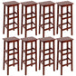 Solid Wood Bar Stool Counter Armless Backless Stool for Living Room Red Brown 8 Piece Set Bar Stool(31"H) Clearhalo 'Bar Furniture' 'Bar Stools' 'bar_stools' 'furn' 'furn_bar_stools' 'Furniture' 'Kitchen & Dining Furniture' 6663383