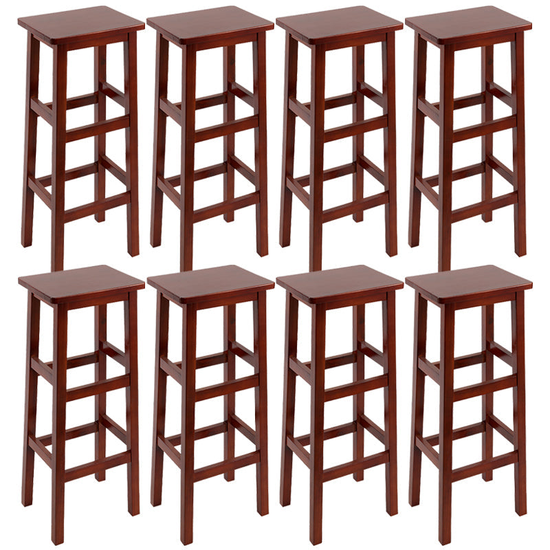 Solid Wood Bar Stool Counter Armless Backless Stool for Living Room Red Brown 8 Piece Set Bar Stool(31"H) Clearhalo 'Bar Furniture' 'Bar Stools' 'bar_stools' 'furn' 'furn_bar_stools' 'Furniture' 'Kitchen & Dining Furniture' 6663383