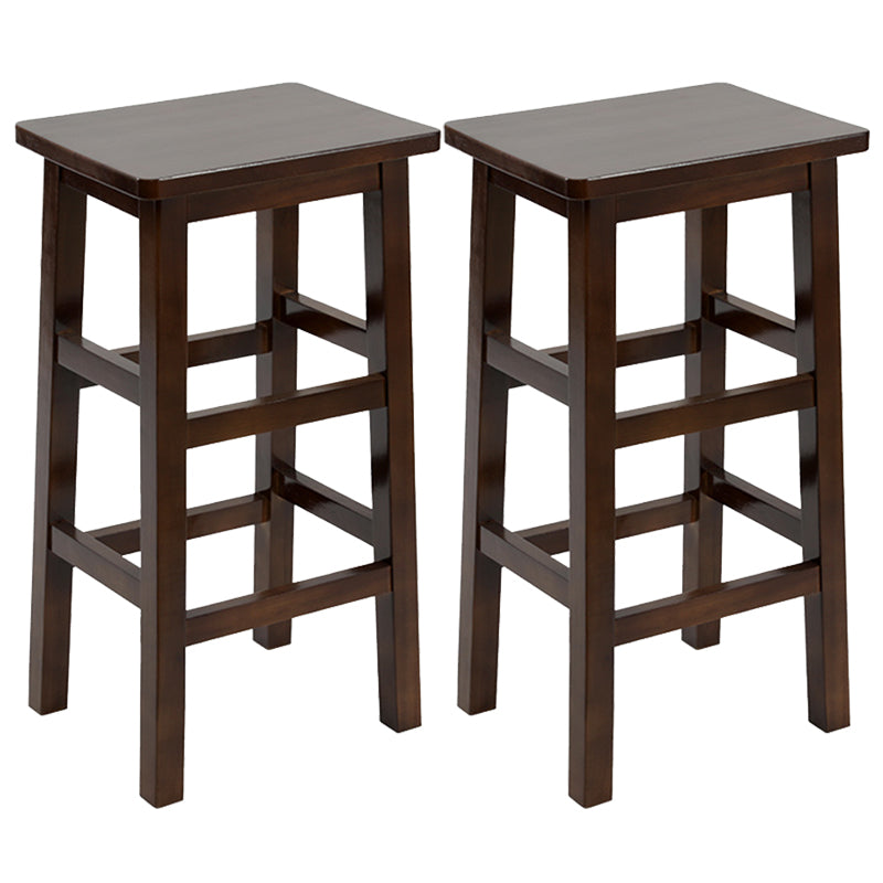 Solid Wood Bar Stool Counter Armless Backless Stool for Living Room Nut-Brown 2 Piece Set Counter Stool (23.5"H) Clearhalo 'Bar Furniture' 'Bar Stools' 'bar_stools' 'furn' 'furn_bar_stools' 'Furniture' 'Kitchen & Dining Furniture' 6663385