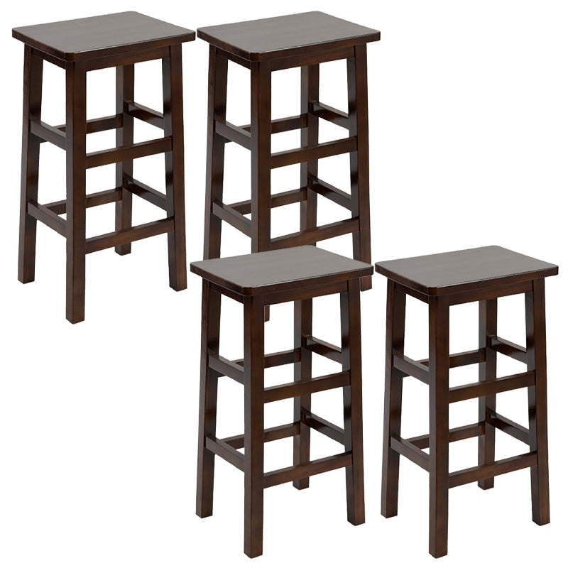 Solid Wood Bar Stool Counter Armless Backless Stool for Living Room Nut-Brown 4 Piece Set Counter Stool (23.5"H) Clearhalo 'Bar Furniture' 'Bar Stools' 'bar_stools' 'furn' 'furn_bar_stools' 'Furniture' 'Kitchen & Dining Furniture' 6663386