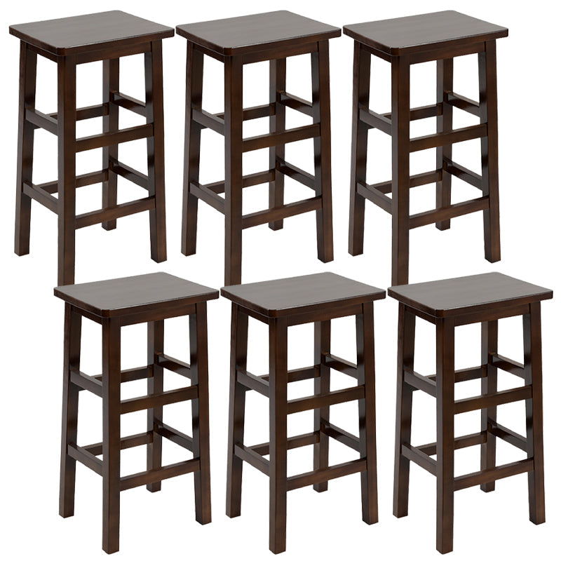 Solid Wood Bar Stool Counter Armless Backless Stool for Living Room Nut-Brown 6 Piece Set Counter Stool (23.5"H) Clearhalo 'Bar Furniture' 'Bar Stools' 'bar_stools' 'furn' 'furn_bar_stools' 'Furniture' 'Kitchen & Dining Furniture' 6663387