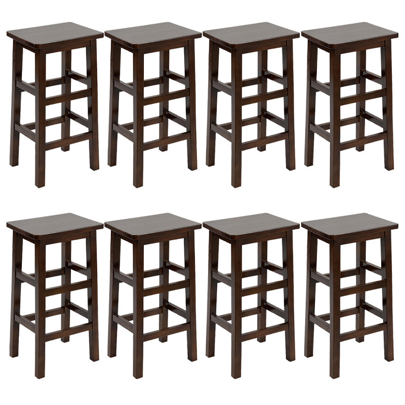 Solid Wood Bar Stool Counter Armless Backless Stool for Living Room Nut-Brown 8 Piece Set Counter Stool (23.5"H) Clearhalo 'Bar Furniture' 'Bar Stools' 'bar_stools' 'furn' 'furn_bar_stools' 'Furniture' 'Kitchen & Dining Furniture' 6663388