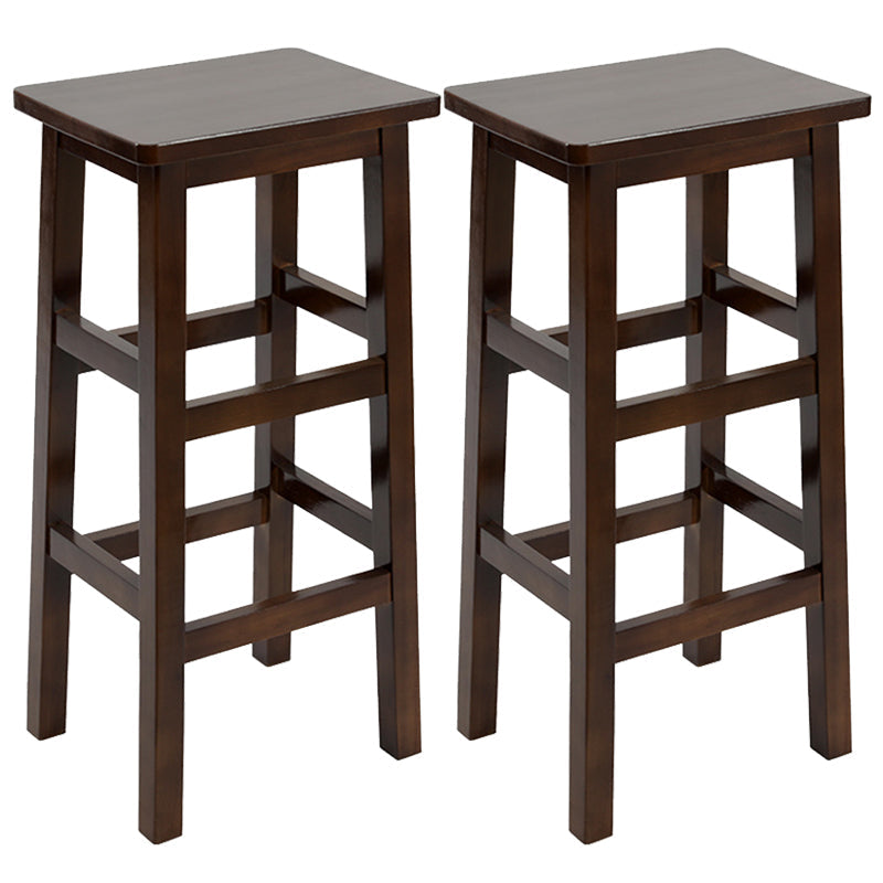Solid Wood Bar Stool Counter Armless Backless Stool for Living Room Nut-Brown 2 Piece Set Bar Stool(28"H) Clearhalo 'Bar Furniture' 'Bar Stools' 'bar_stools' 'furn' 'furn_bar_stools' 'Furniture' 'Kitchen & Dining Furniture' 6663390