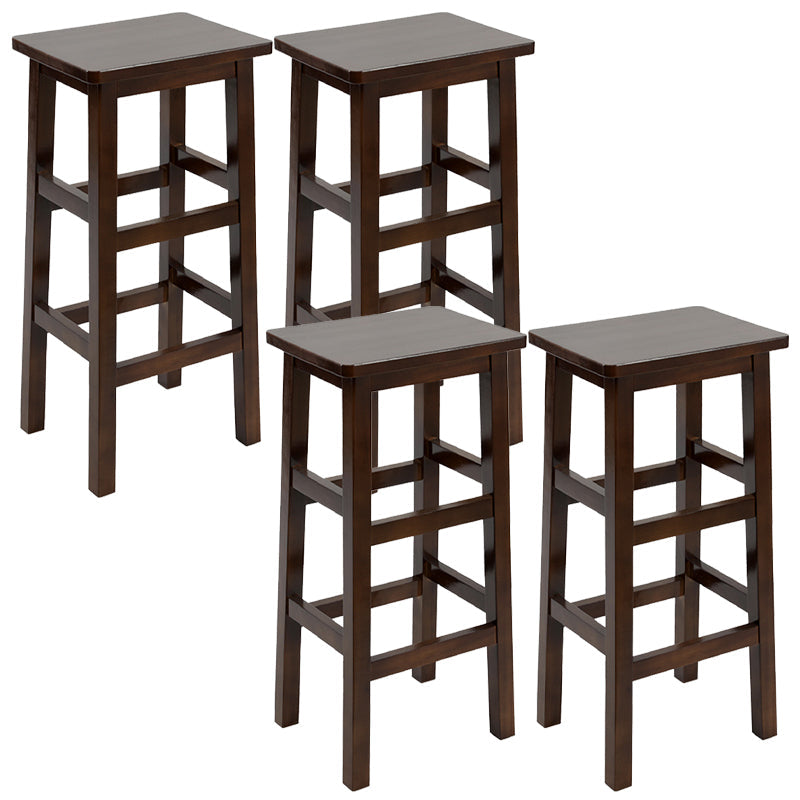 Solid Wood Bar Stool Counter Armless Backless Stool for Living Room Nut-Brown 4 Piece Set Bar Stool(28"H) Clearhalo 'Bar Furniture' 'Bar Stools' 'bar_stools' 'furn' 'furn_bar_stools' 'Furniture' 'Kitchen & Dining Furniture' 6663391