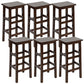 Solid Wood Bar Stool Counter Armless Backless Stool for Living Room Nut-Brown 6 Piece Set Bar Stool(28"H) Clearhalo 'Bar Furniture' 'Bar Stools' 'bar_stools' 'furn' 'furn_bar_stools' 'Furniture' 'Kitchen & Dining Furniture' 6663392