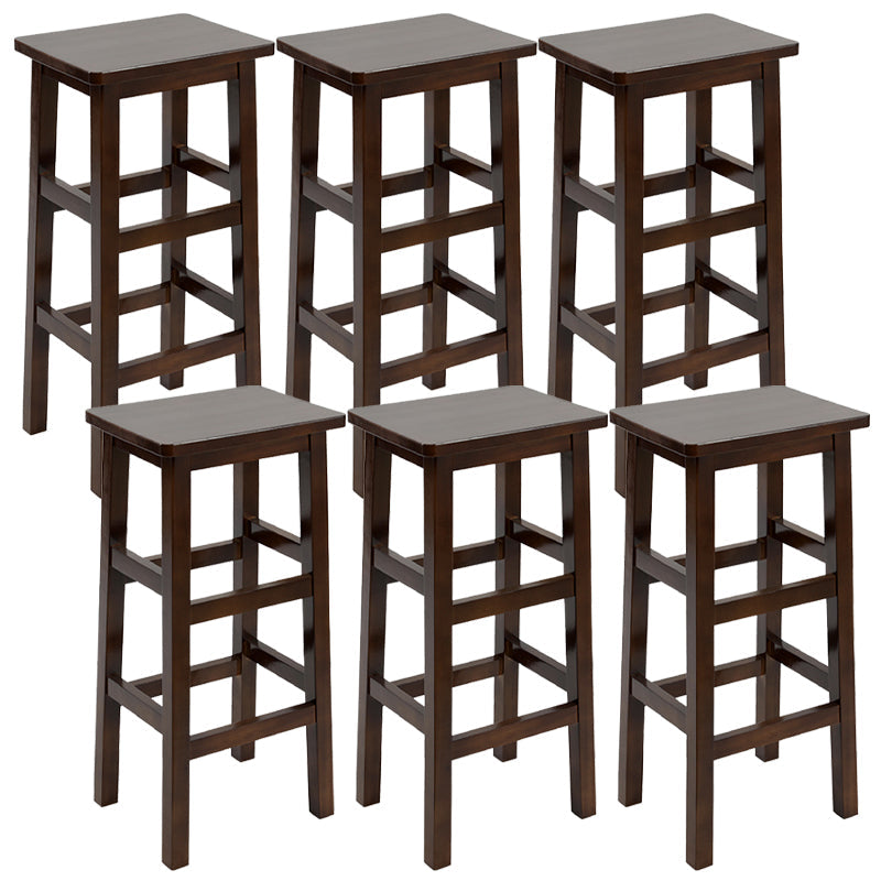 Solid Wood Bar Stool Counter Armless Backless Stool for Living Room Nut-Brown 6 Piece Set Bar Stool(28"H) Clearhalo 'Bar Furniture' 'Bar Stools' 'bar_stools' 'furn' 'furn_bar_stools' 'Furniture' 'Kitchen & Dining Furniture' 6663392