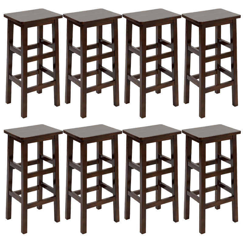 Solid Wood Bar Stool Counter Armless Backless Stool for Living Room Nut-Brown 8 Piece Set Bar Stool(28"H) Clearhalo 'Bar Furniture' 'Bar Stools' 'bar_stools' 'furn' 'furn_bar_stools' 'Furniture' 'Kitchen & Dining Furniture' 6663393