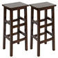 Solid Wood Bar Stool Counter Armless Backless Stool for Living Room Nut-Brown 2 Piece Set Bar Stool(31"H) Clearhalo 'Bar Furniture' 'Bar Stools' 'bar_stools' 'furn' 'furn_bar_stools' 'Furniture' 'Kitchen & Dining Furniture' 6663395