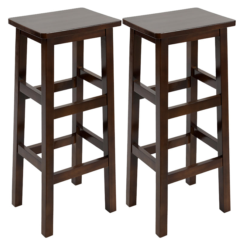 Solid Wood Bar Stool Counter Armless Backless Stool for Living Room Nut-Brown 2 Piece Set Bar Stool(31"H) Clearhalo 'Bar Furniture' 'Bar Stools' 'bar_stools' 'furn' 'furn_bar_stools' 'Furniture' 'Kitchen & Dining Furniture' 6663395