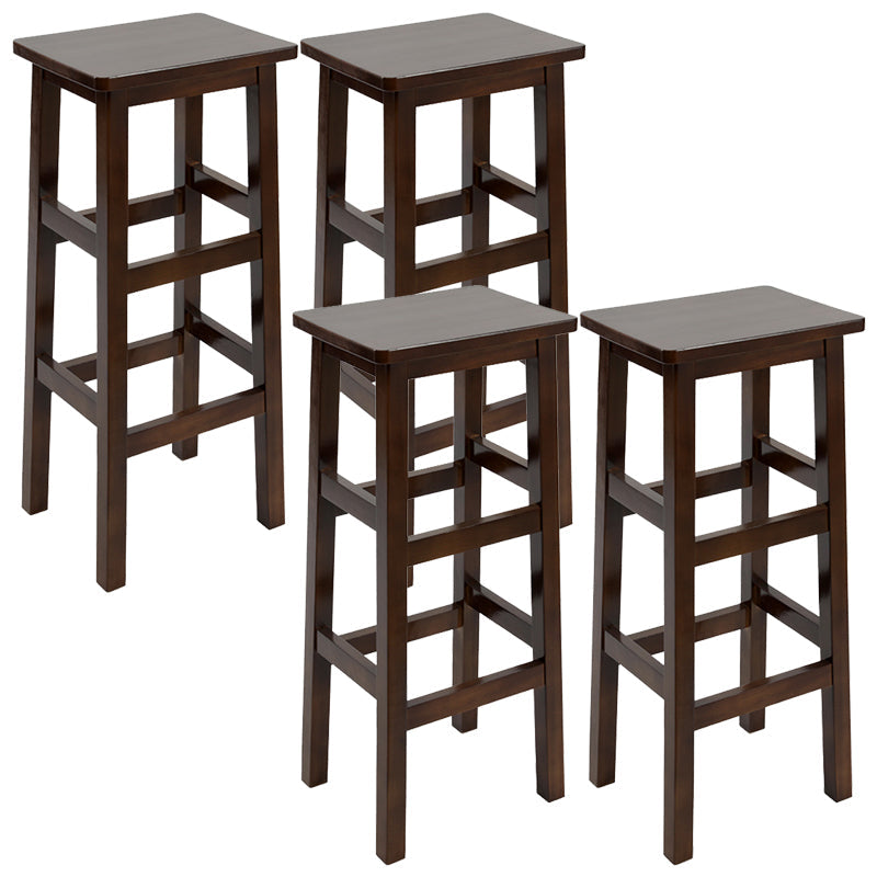 Solid Wood Bar Stool Counter Armless Backless Stool for Living Room Nut-Brown 4 Piece Set Bar Stool(31"H) Clearhalo 'Bar Furniture' 'Bar Stools' 'bar_stools' 'furn' 'furn_bar_stools' 'Furniture' 'Kitchen & Dining Furniture' 6663396