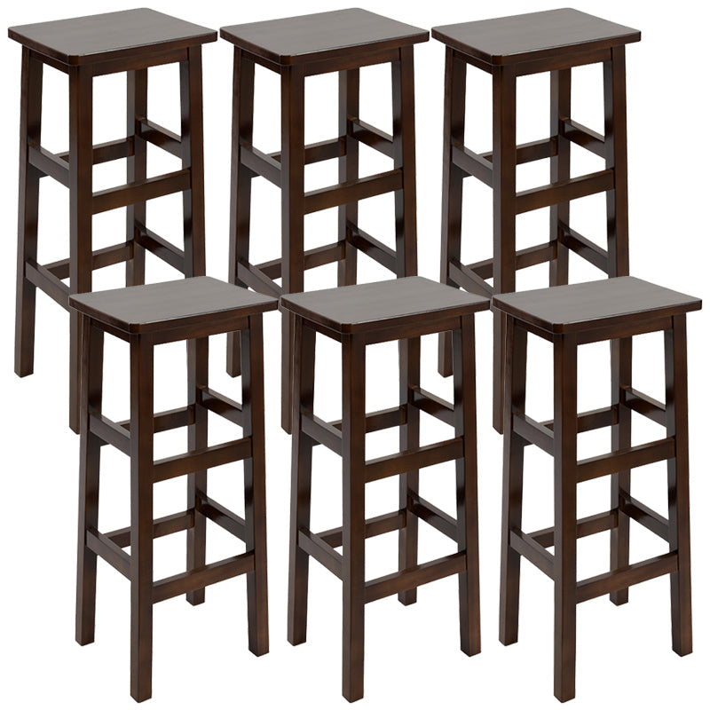 Solid Wood Bar Stool Counter Armless Backless Stool for Living Room Nut-Brown 6 Piece Set Bar Stool(31"H) Clearhalo 'Bar Furniture' 'Bar Stools' 'bar_stools' 'furn' 'furn_bar_stools' 'Furniture' 'Kitchen & Dining Furniture' 6663397
