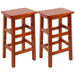 Solid Wood Bar Stool Counter Armless Backless Stool for Living Room Medium Wood 2 Piece Set Counter Stool (23.5"H) Clearhalo 'Bar Furniture' 'Bar Stools' 'bar_stools' 'furn' 'furn_bar_stools' 'Furniture' 'Kitchen & Dining Furniture' 6663399