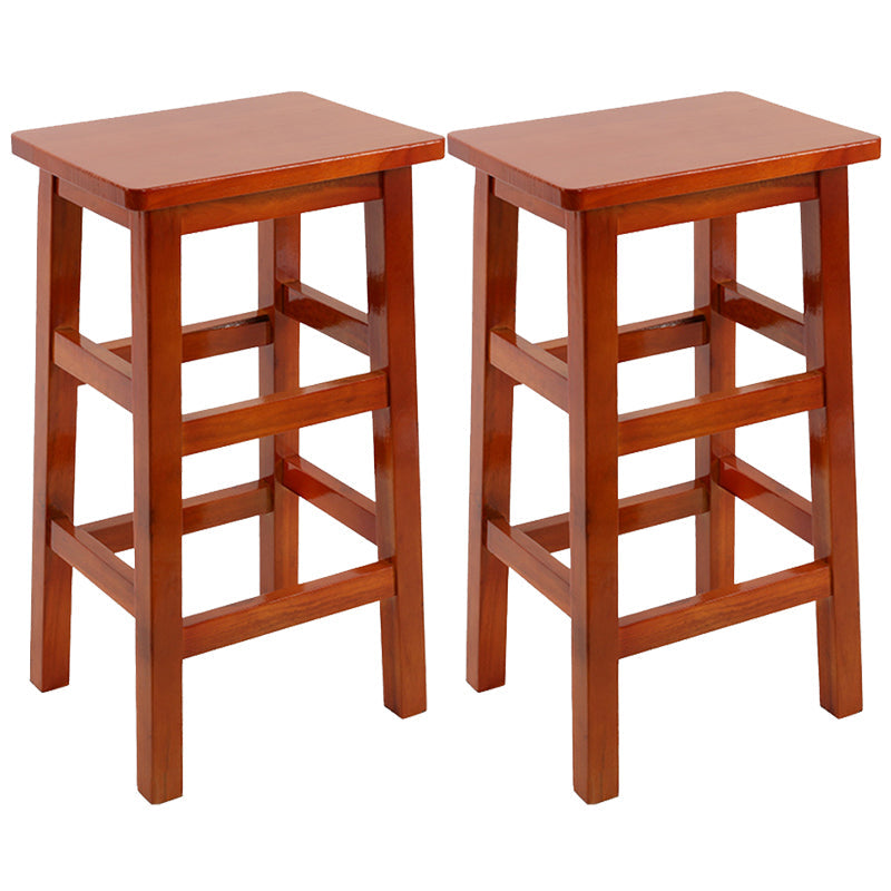 Solid Wood Bar Stool Counter Armless Backless Stool for Living Room Medium Wood 2 Piece Set Counter Stool (23.5"H) Clearhalo 'Bar Furniture' 'Bar Stools' 'bar_stools' 'furn' 'furn_bar_stools' 'Furniture' 'Kitchen & Dining Furniture' 6663399