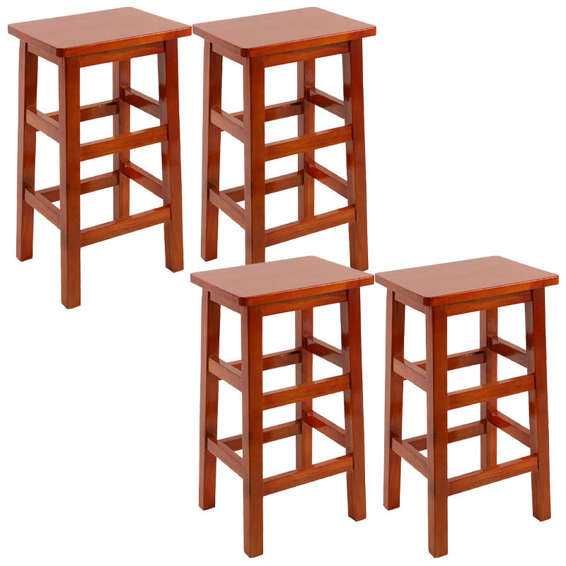 Solid Wood Bar Stool Counter Armless Backless Stool for Living Room Medium Wood 4 Piece Set Counter Stool (23.5"H) Clearhalo 'Bar Furniture' 'Bar Stools' 'bar_stools' 'furn' 'furn_bar_stools' 'Furniture' 'Kitchen & Dining Furniture' 6663400