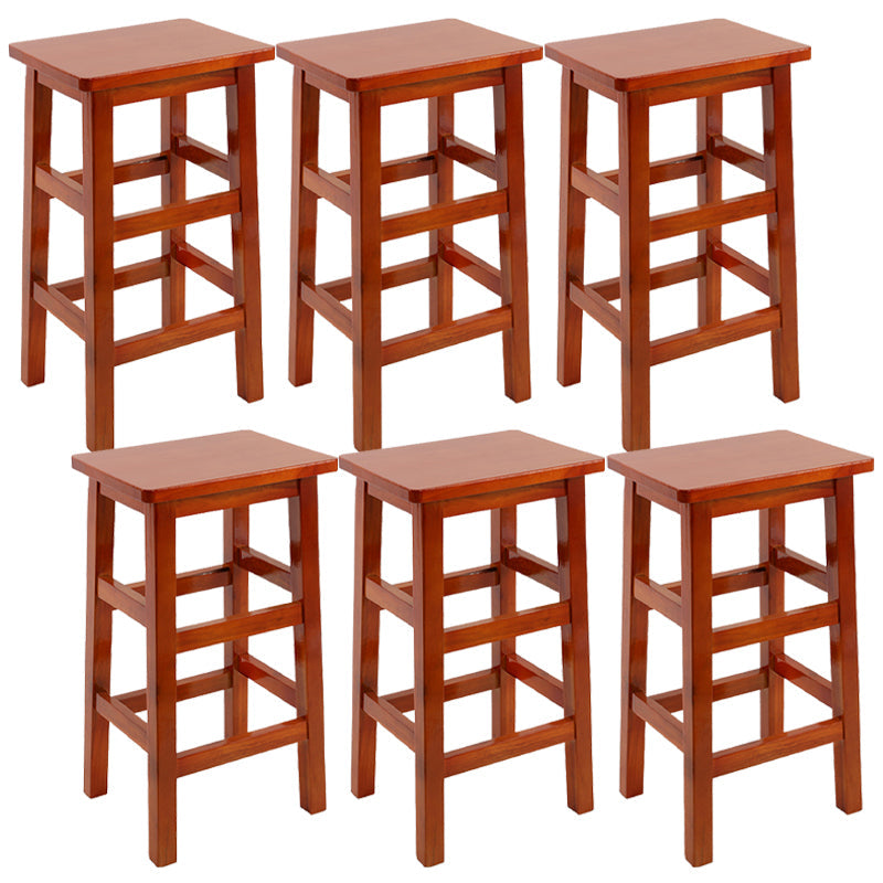 Solid Wood Bar Stool Counter Armless Backless Stool for Living Room Medium Wood 6 Piece Set Counter Stool (23.5"H) Clearhalo 'Bar Furniture' 'Bar Stools' 'bar_stools' 'furn' 'furn_bar_stools' 'Furniture' 'Kitchen & Dining Furniture' 6663401