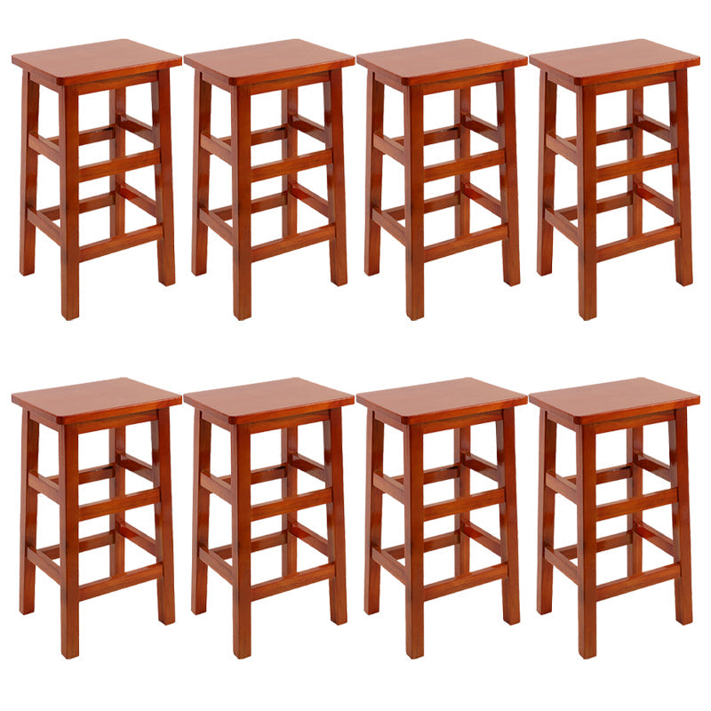 Solid Wood Bar Stool Counter Armless Backless Stool for Living Room Medium Wood 8 Piece Set Counter Stool (23.5"H) Clearhalo 'Bar Furniture' 'Bar Stools' 'bar_stools' 'furn' 'furn_bar_stools' 'Furniture' 'Kitchen & Dining Furniture' 6663402