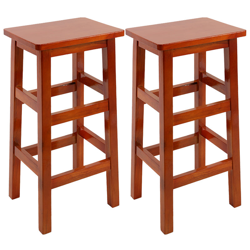Solid Wood Bar Stool Counter Armless Backless Stool for Living Room Medium Wood 2 Piece Set Bar Stool(28"H) Clearhalo 'Bar Furniture' 'Bar Stools' 'bar_stools' 'furn' 'furn_bar_stools' 'Furniture' 'Kitchen & Dining Furniture' 6663403