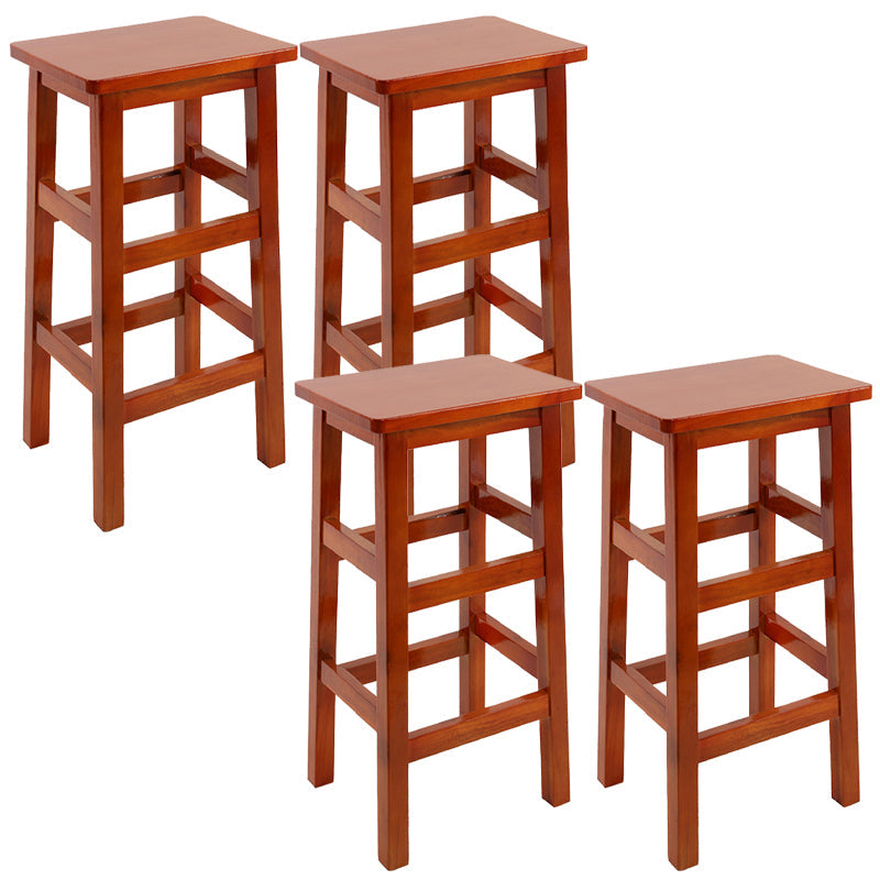 Solid Wood Bar Stool Counter Armless Backless Stool for Living Room Medium Wood 4 Piece Set Bar Stool(28"H) Clearhalo 'Bar Furniture' 'Bar Stools' 'bar_stools' 'furn' 'furn_bar_stools' 'Furniture' 'Kitchen & Dining Furniture' 6663404