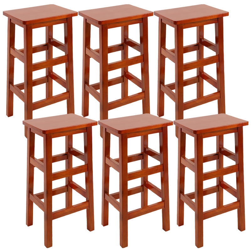 Solid Wood Bar Stool Counter Armless Backless Stool for Living Room Medium Wood 6 Piece Set Bar Stool(28"H) Clearhalo 'Bar Furniture' 'Bar Stools' 'bar_stools' 'furn' 'furn_bar_stools' 'Furniture' 'Kitchen & Dining Furniture' 6663405