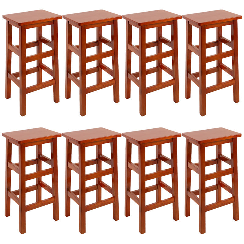 Solid Wood Bar Stool Counter Armless Backless Stool for Living Room Medium Wood 8 Piece Set Bar Stool(28"H) Clearhalo 'Bar Furniture' 'Bar Stools' 'bar_stools' 'furn' 'furn_bar_stools' 'Furniture' 'Kitchen & Dining Furniture' 6663406