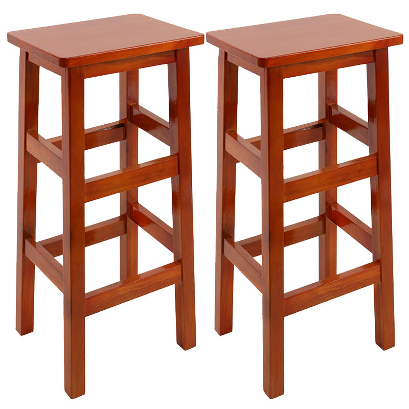 Solid Wood Bar Stool Counter Armless Backless Stool for Living Room Medium Wood 2 Piece Set Bar Stool(31"H) Clearhalo 'Bar Furniture' 'Bar Stools' 'bar_stools' 'furn' 'furn_bar_stools' 'Furniture' 'Kitchen & Dining Furniture' 6663407