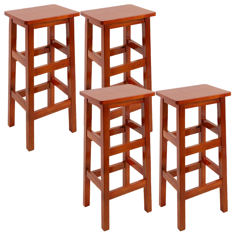 Solid Wood Bar Stool Counter Armless Backless Stool for Living Room Medium Wood 4 Piece Set Bar Stool(31"H) Clearhalo 'Bar Furniture' 'Bar Stools' 'bar_stools' 'furn' 'furn_bar_stools' 'Furniture' 'Kitchen & Dining Furniture' 6663408