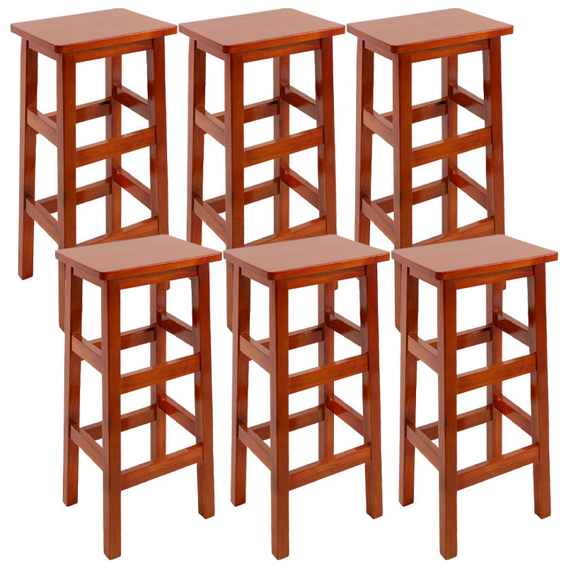 Solid Wood Bar Stool Counter Armless Backless Stool for Living Room Medium Wood 6 Piece Set Bar Stool(31"H) Clearhalo 'Bar Furniture' 'Bar Stools' 'bar_stools' 'furn' 'furn_bar_stools' 'Furniture' 'Kitchen & Dining Furniture' 6663409