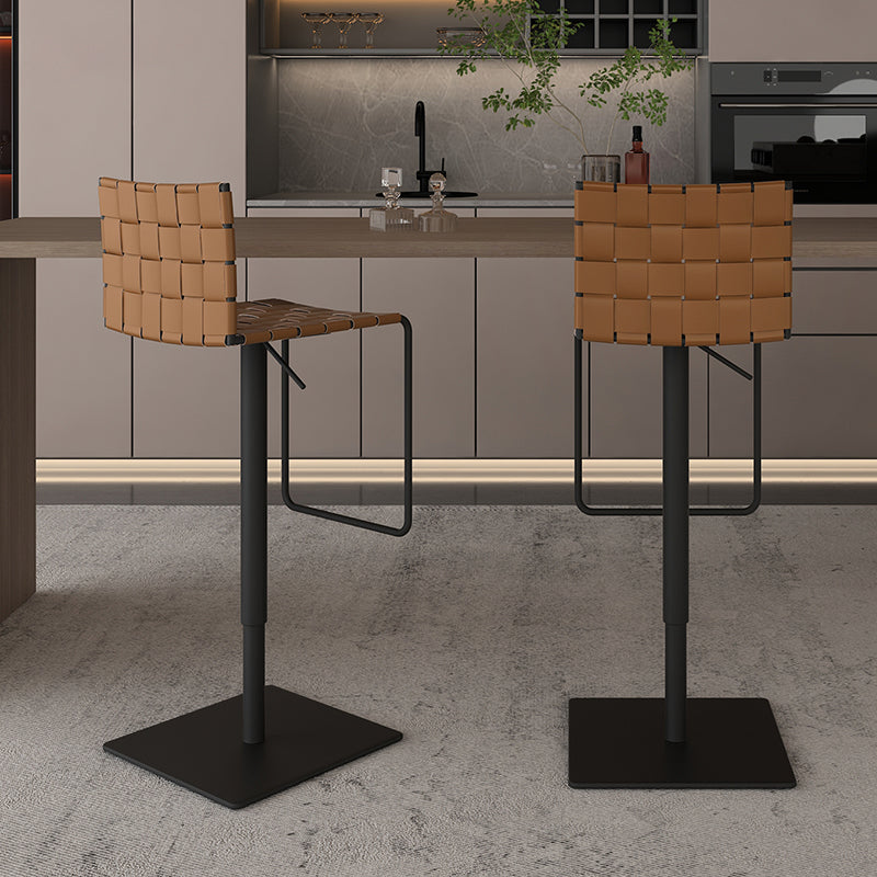 Industrial Leather Bar Stool Backrest Adjustable Counter Stool for Living Room Clearhalo 'Bar Furniture' 'Bar Stools' 'bar_stools' 'furn' 'furn_bar_stools' 'Furniture' 'Kitchen & Dining Furniture' 6663414