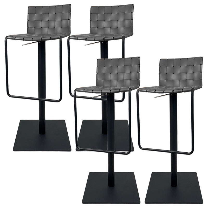 Industrial Leather Bar Stool Backrest Adjustable Counter Stool for Living Room Grey 4 Piece Set Clearhalo 'Bar Furniture' 'Bar Stools' 'bar_stools' 'furn' 'furn_bar_stools' 'Furniture' 'Kitchen & Dining Furniture' 6663417