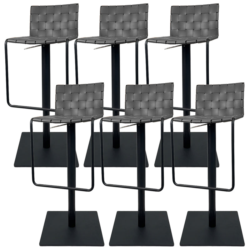 Industrial Leather Bar Stool Backrest Adjustable Counter Stool for Living Room Grey 6 Piece Set Clearhalo 'Bar Furniture' 'Bar Stools' 'bar_stools' 'furn' 'furn_bar_stools' 'Furniture' 'Kitchen & Dining Furniture' 6663419