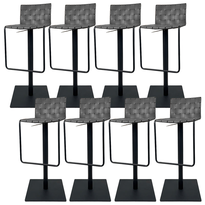 Industrial Leather Bar Stool Backrest Adjustable Counter Stool for Living Room Grey 8 Piece Set Clearhalo 'Bar Furniture' 'Bar Stools' 'bar_stools' 'furn' 'furn_bar_stools' 'Furniture' 'Kitchen & Dining Furniture' 6663421